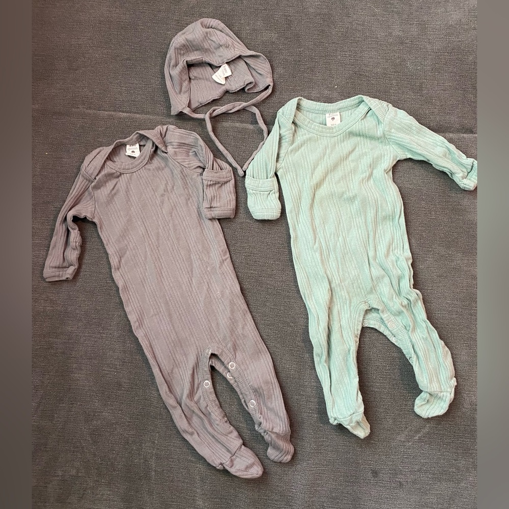 Kate Quinn 3-6 Month Long Sleeve Lap Neck Footie and Flight Hat Bundle
